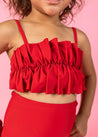 Girls Crop Top Swimsuit - Cherry Red