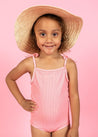 Girls One-Piece Swimsuit - Ribbed Flamingo