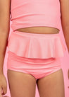 Girls High-Waisted Swimsuit Bottoms - Ribbed Flamingo