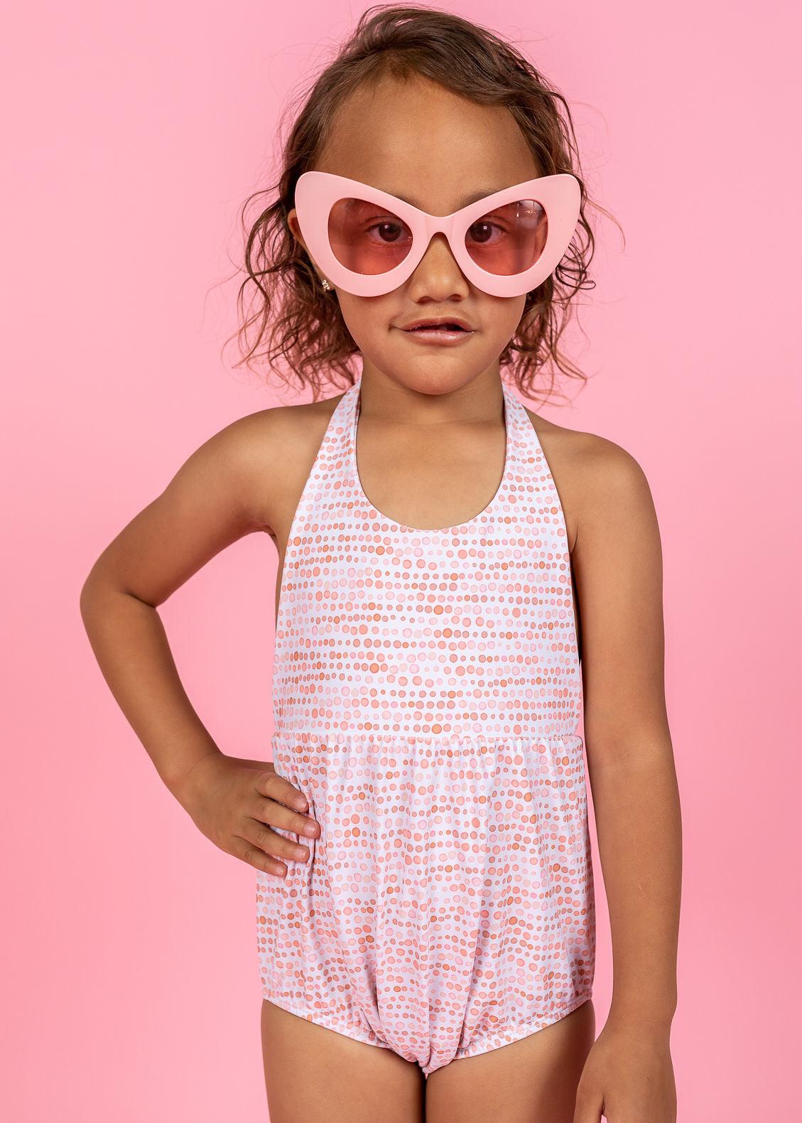 Girls One-Piece Swimsuit - Watercolor Dots