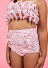 Girls High-Waisted Swimsuit Bottoms - Watercolor Dots