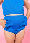 Girls High-Waisted Swimsuit Bottoms - Ribbed Electric Blue