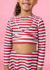Mini Wrap Top Rashguard | Red + Navy Stripes - Kortni Jeane