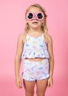 Girls Crop Top Swimsuit - Dinos