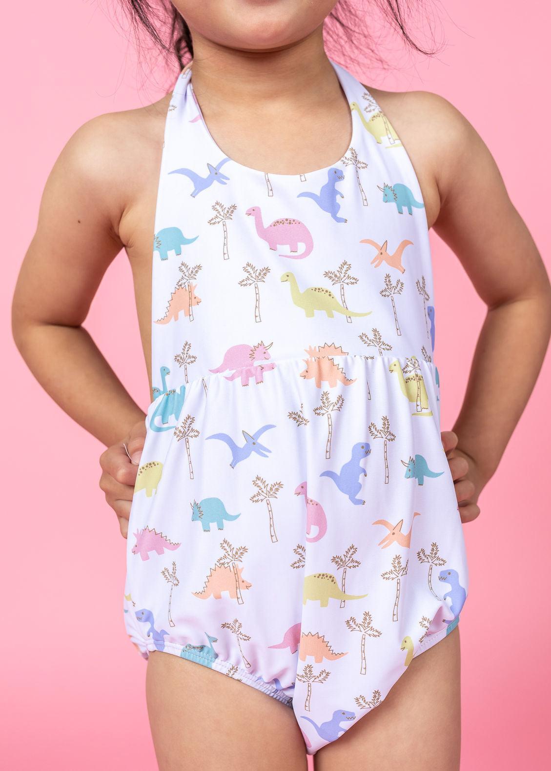 Girls One-Piece Swimsuit - Dinos