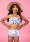 Girls Crop Top Swimsuit - Dinos