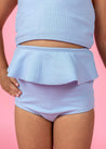 Girls High-Waisted Swimsuit Bottoms - Waffled Barely Blue