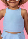 Girls Crop Top Swimsuit - Waffled Barely Blue