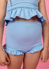 Girls High-Waisted Swimsuit Bottoms - Waffled Barely Blue