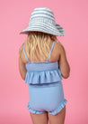 Girls High-Waisted Swimsuit Bottoms - Waffled Barely Blue