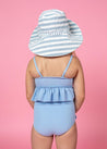 Girls High-Waisted Swimsuit Bottoms - Waffled Barely Blue