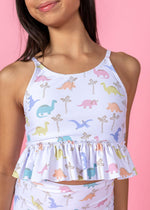 Teen Girl Crop Top Swimsuit - Dinos