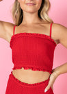 Crop Top Swimsuit - Cherry Red