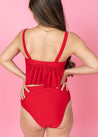 High-Waisted Swimsuit Bottom - Cherry Red