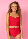 High-Waisted Swimsuit Bottom - Cherry Red