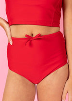 High-Waisted Swimsuit Bottom - Cherry Red