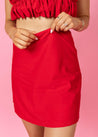High-Waisted Swimsuit Bottom - Skirt - Cherry Red