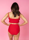 High-Waisted Swimsuit Bottom - Cherry Red