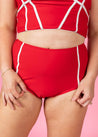 High-Waisted Swimsuit Bottom - Cherry Red