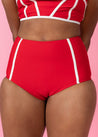 High-Waisted Swimsuit Bottom - Cherry Red