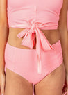 High-Waisted Swimsuit Bottom - Ribbed Flamingo