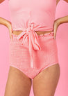 High-Waisted Swimsuit Bottom - Ribbed Flamingo