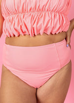 High-Waisted Swimsuit Bottom - Ribbed Flamingo