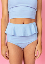 High-Waisted Swimsuit Bottom - Waffled Barely Blue