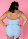 High-Waisted Swimsuit Bottom - Waffled Barely Blue