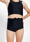 Girls High-Waisted Swimsuit Bottoms - Black