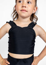 Girls Crop Top Swimsuit - Black