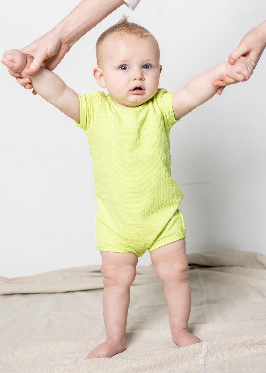 Baby Girl/Boy Swimsuit Rashguard One-Piece - Waffled Glow Green
