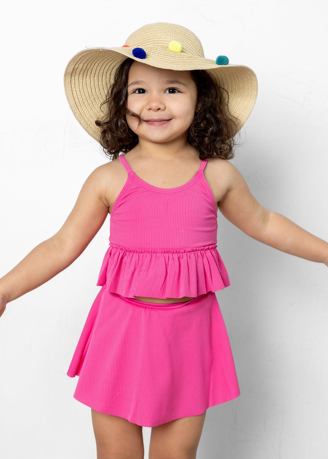 Ribbed Azalea Pink Mini Detached Short Skirt - Main Image