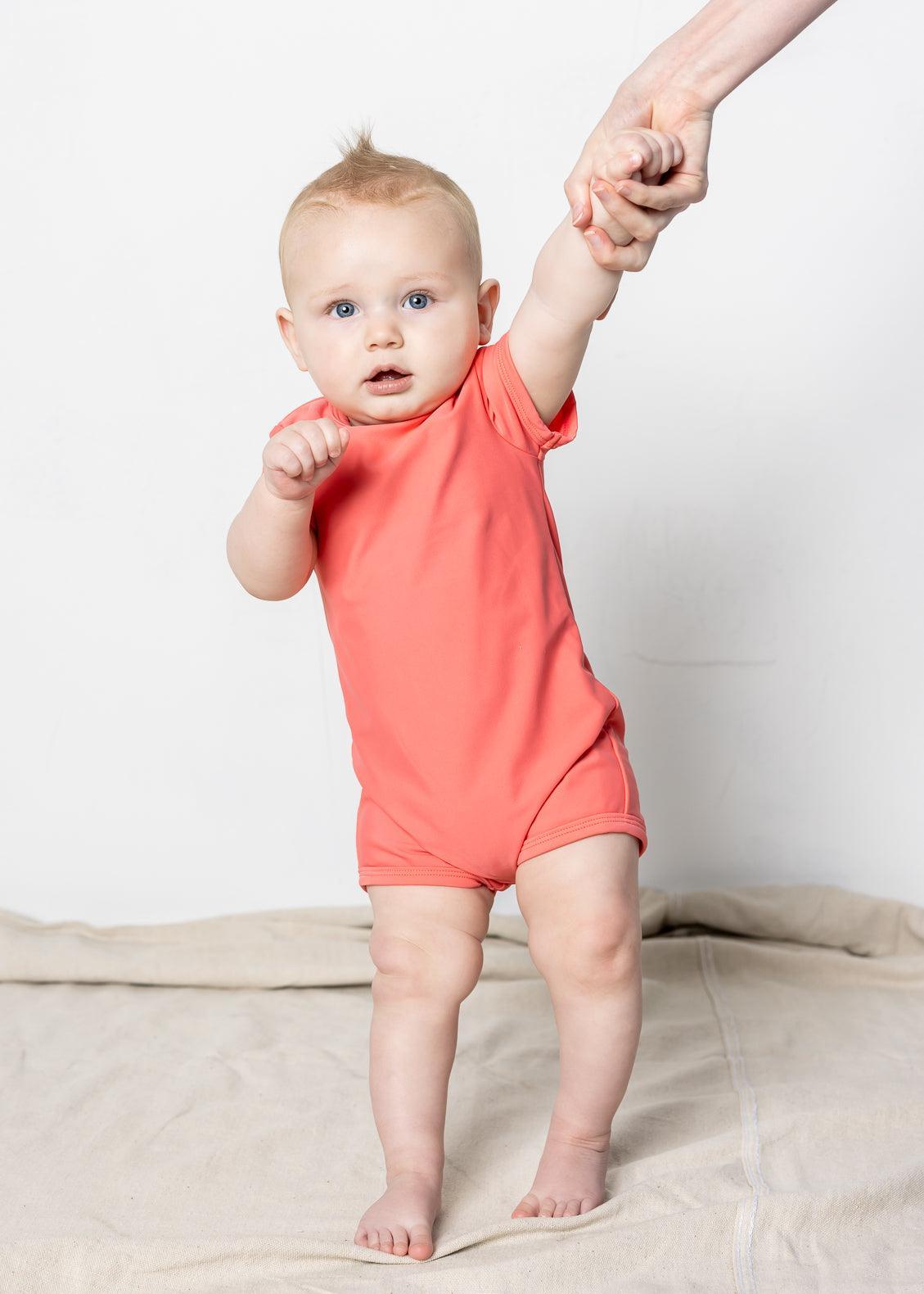 Baby Shorties Rashguard (Unisex) | Deep Coral - Kortni Jeane