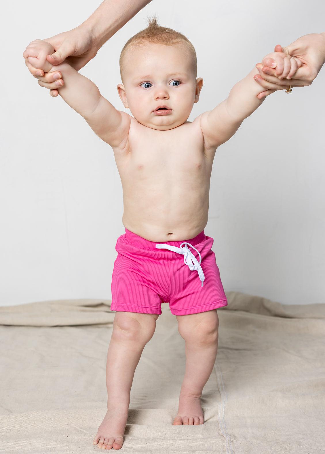 Baby Euro Shorts | Ribbed Azalea Pink - Kortni Jeane