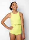Teen Girl High-Waisted Swimsuit Bottoms - Waffled Glow Green