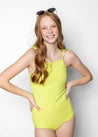 Teen Girl One-Piece Swimsuit - Waffled Glow Green