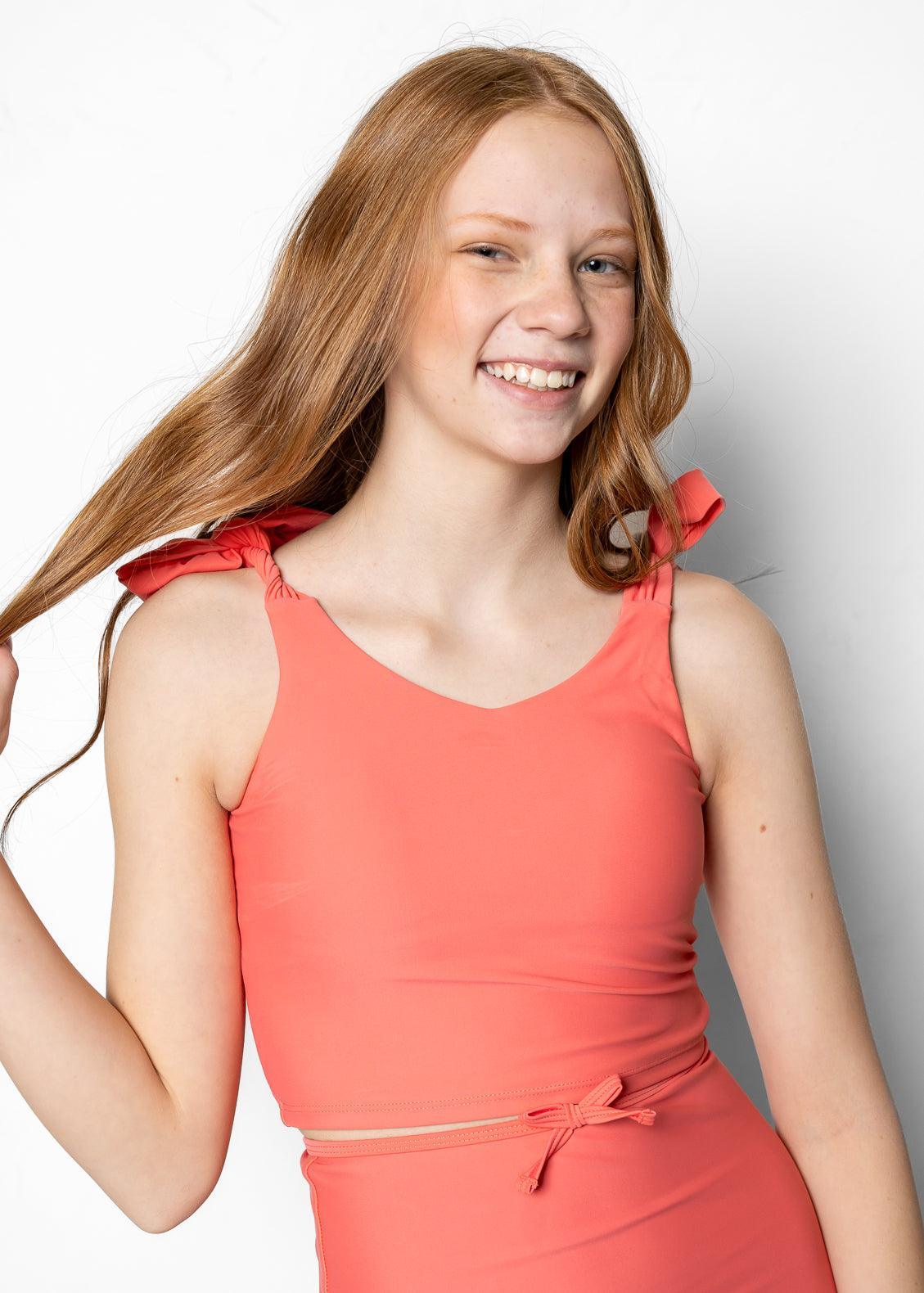 Youth Knot Top | Deep Coral - Kortni Jeane