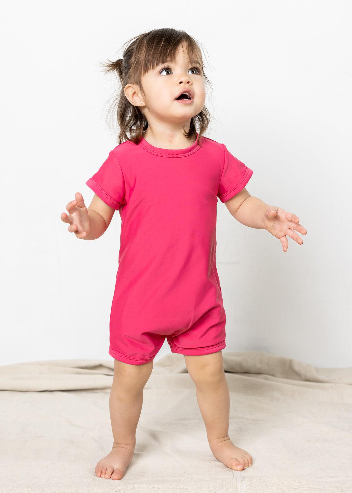 Baby Shorties Rashguard (Unisex) | Pink Raspberry - Kortni Jeane