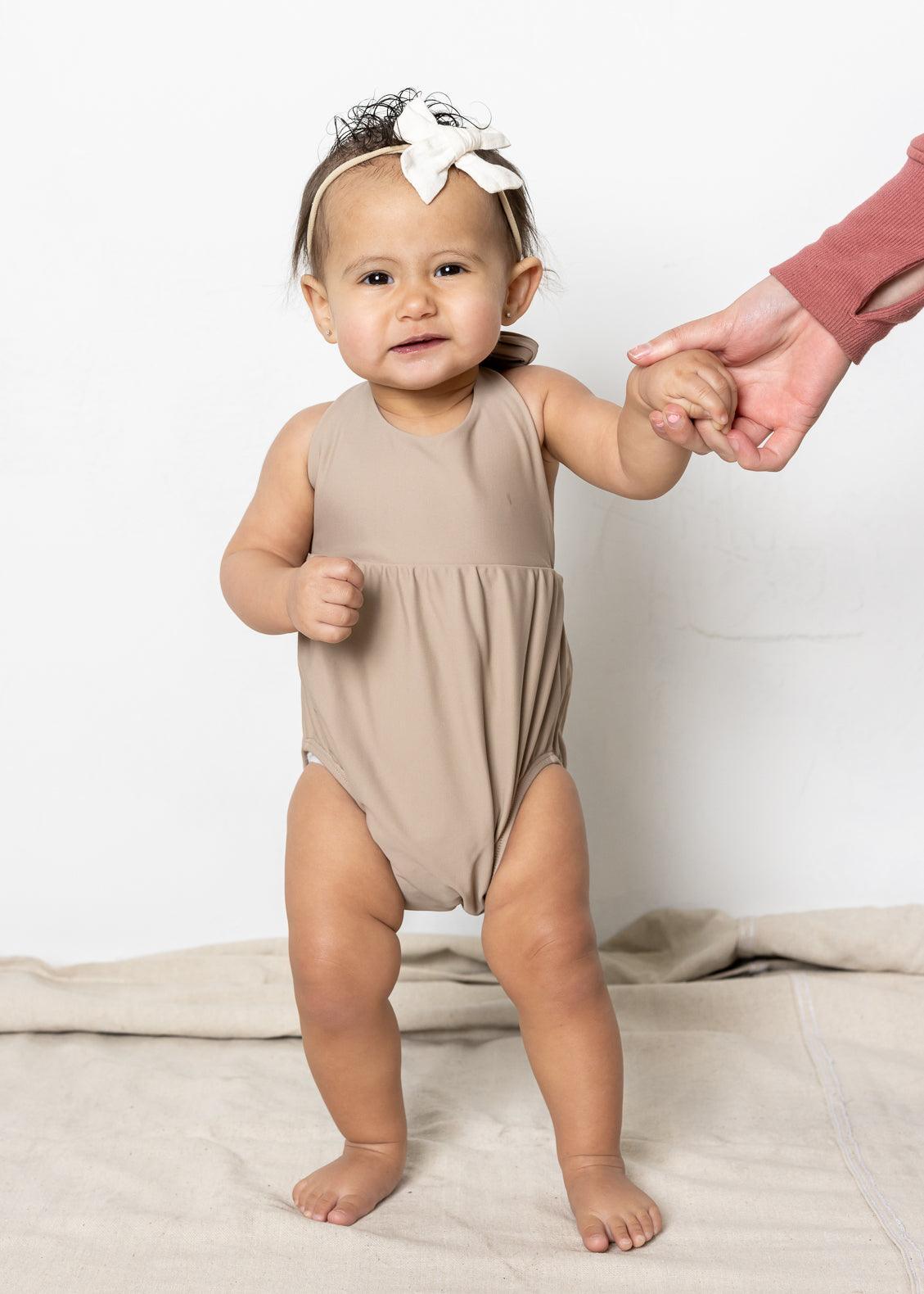 Baby Romper One-Piece | Taupe - Kortni Jeane