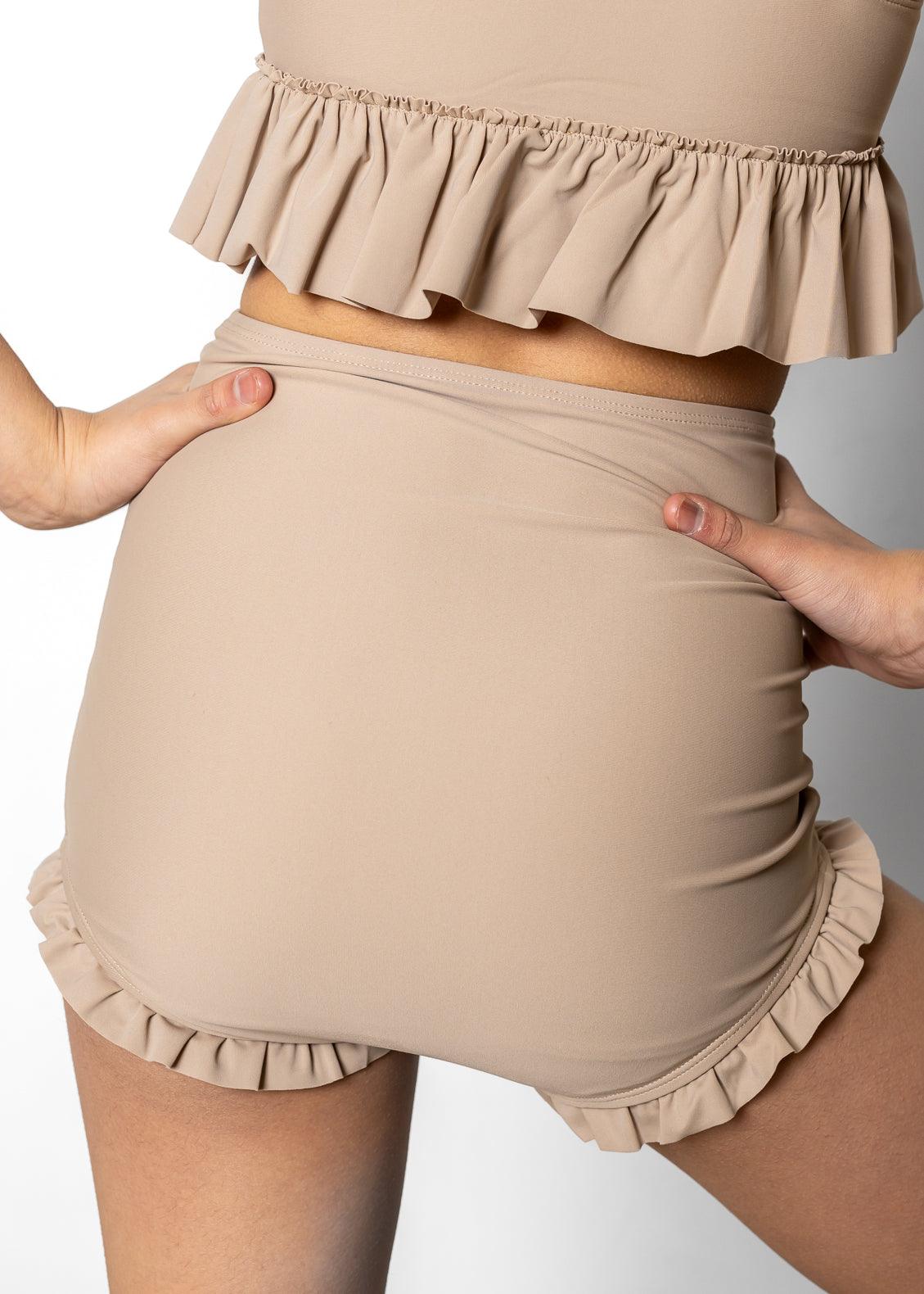 Teen Girls All Ruffled Up Bottoms Kortni Jeane Mix N Match Swimsuits 12 13 Taupe