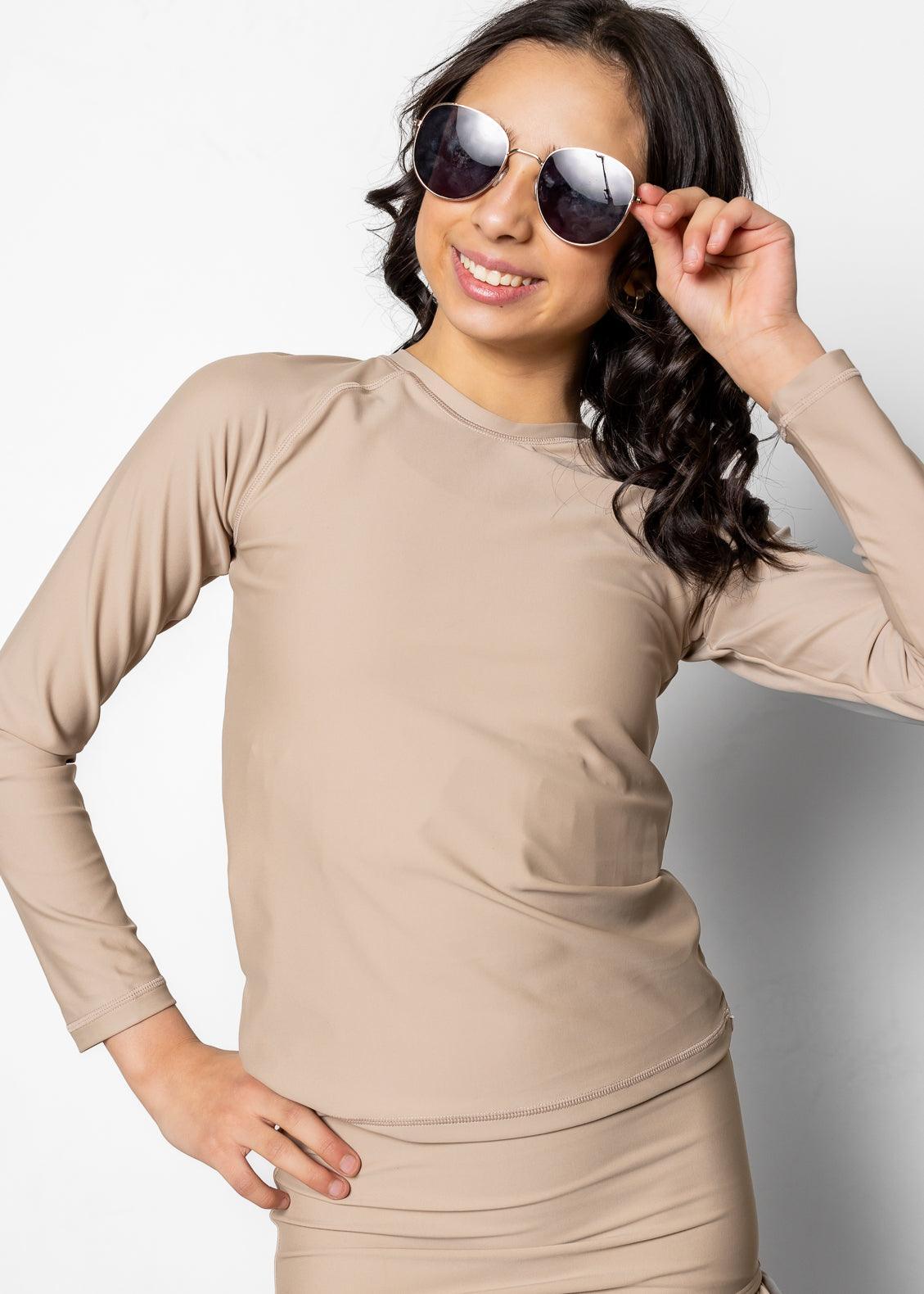 Youth Rashguard Top (Unisex) | Taupe - Kortni Jeane