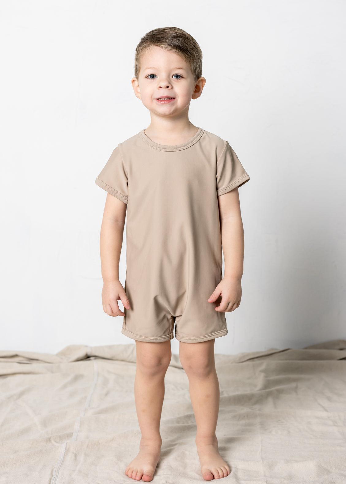 Mini Shorties Rashguard (Unisex) | Taupe - Kortni Jeane