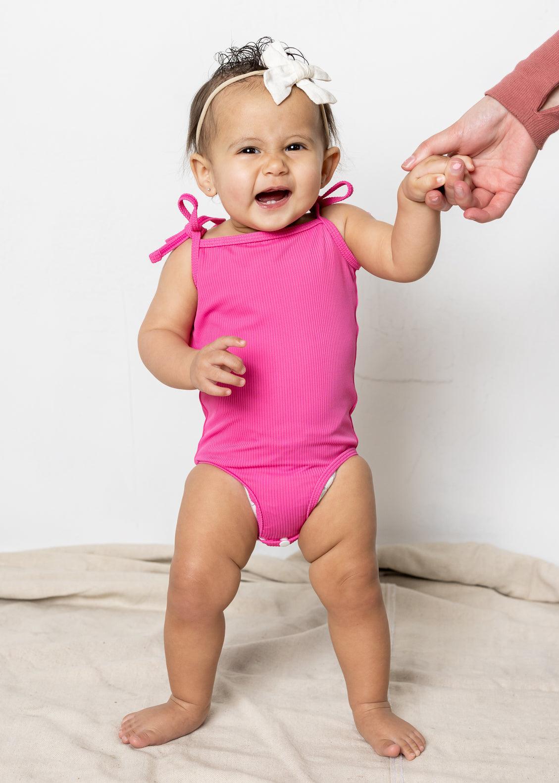 Baby Simply One-Piece | Ribbed Azalea Pink - Kortni Jeane