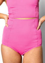 Extended High-Waisted Bottoms | Ribbed Azalea Pink - Kortni Jeane