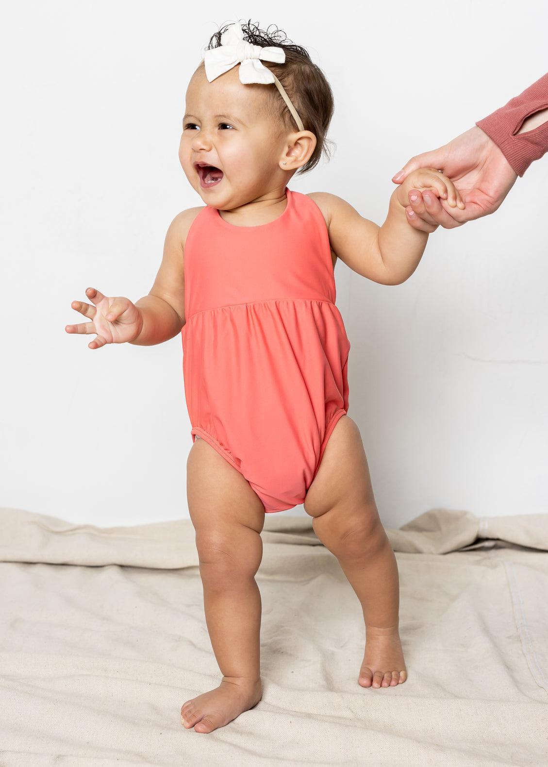 Baby Romper One-Piece | Deep Coral - Kortni Jeane