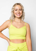 Crop Top Swimsuit - Waffled Glow Green