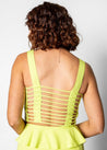 Crop Top Swimsuit - Waffled Glow Green