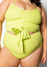 High-Waisted Swimsuit Bottom - Waffled Glow Green