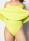 High-Waisted Swimsuit Bottom - Waffled Glow Green